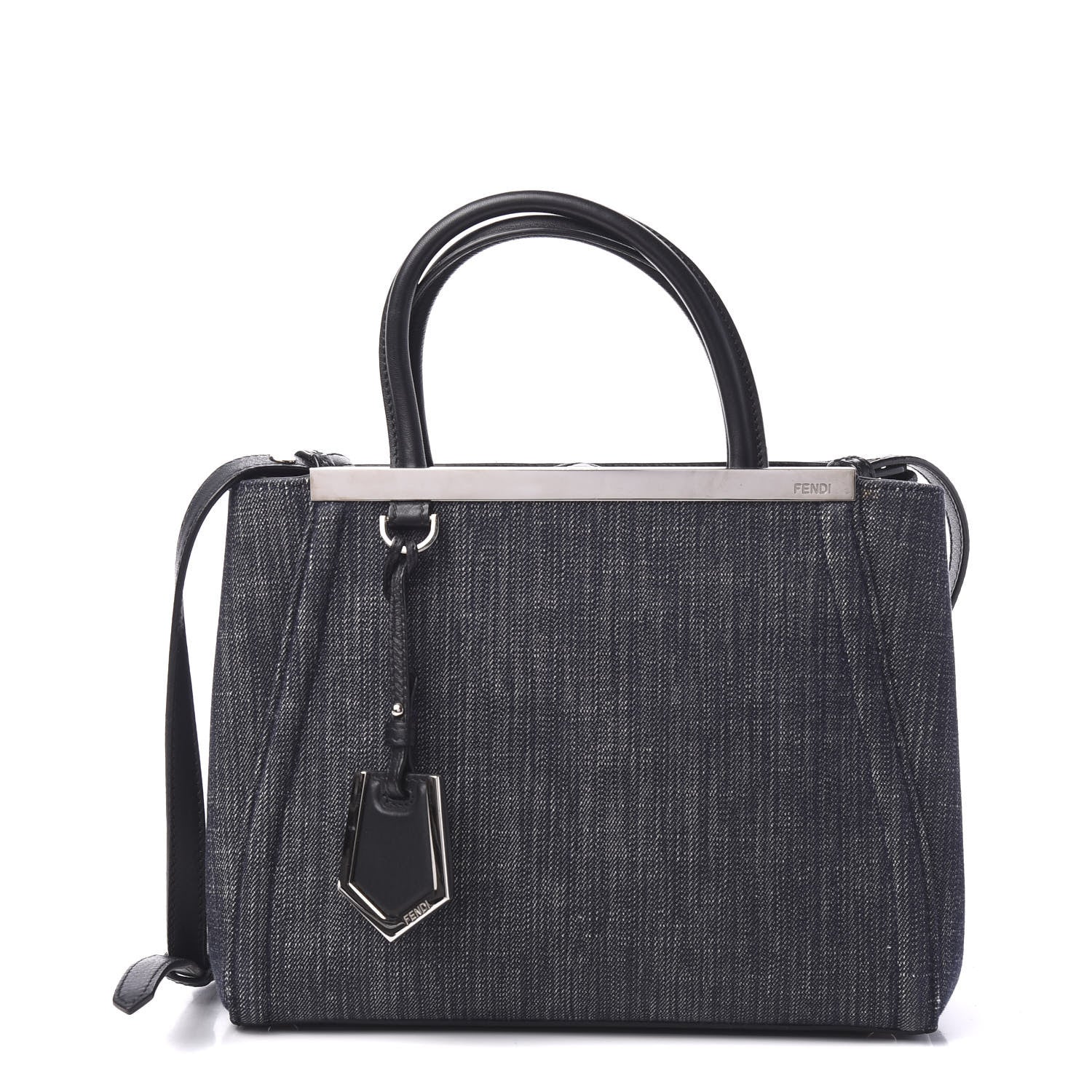 Fendi Denim Petite 2Jours Tote Blue Black 1 of 9