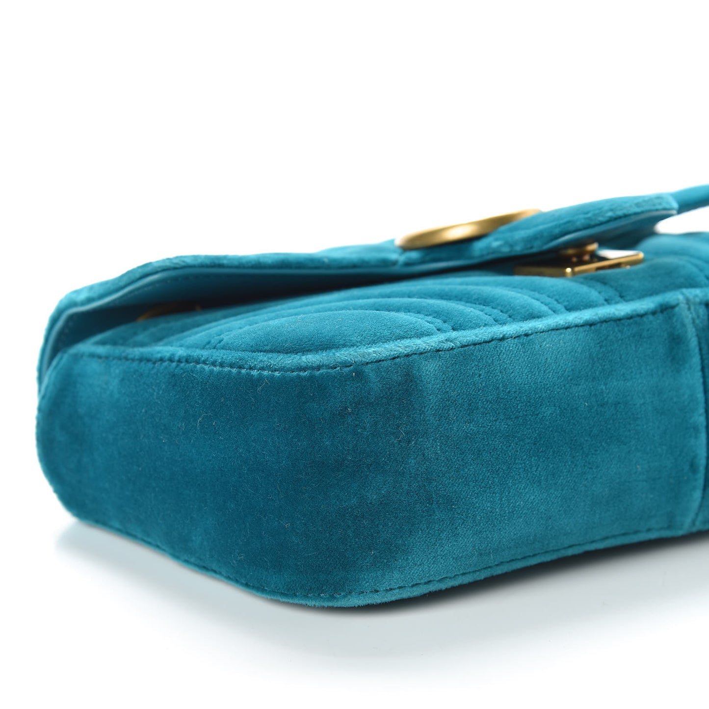 Velvet Matelasse Mini GG Marmont Shoulder Bag Pavone Cyan