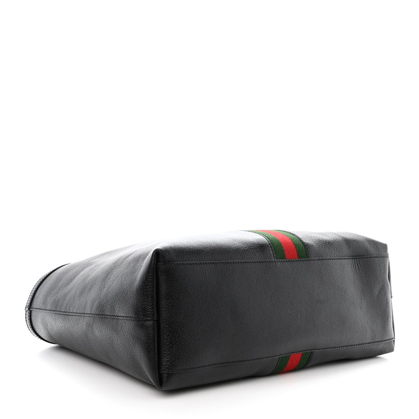 Textured Calfskin Web Medium Ophidia Shopping Tote Black