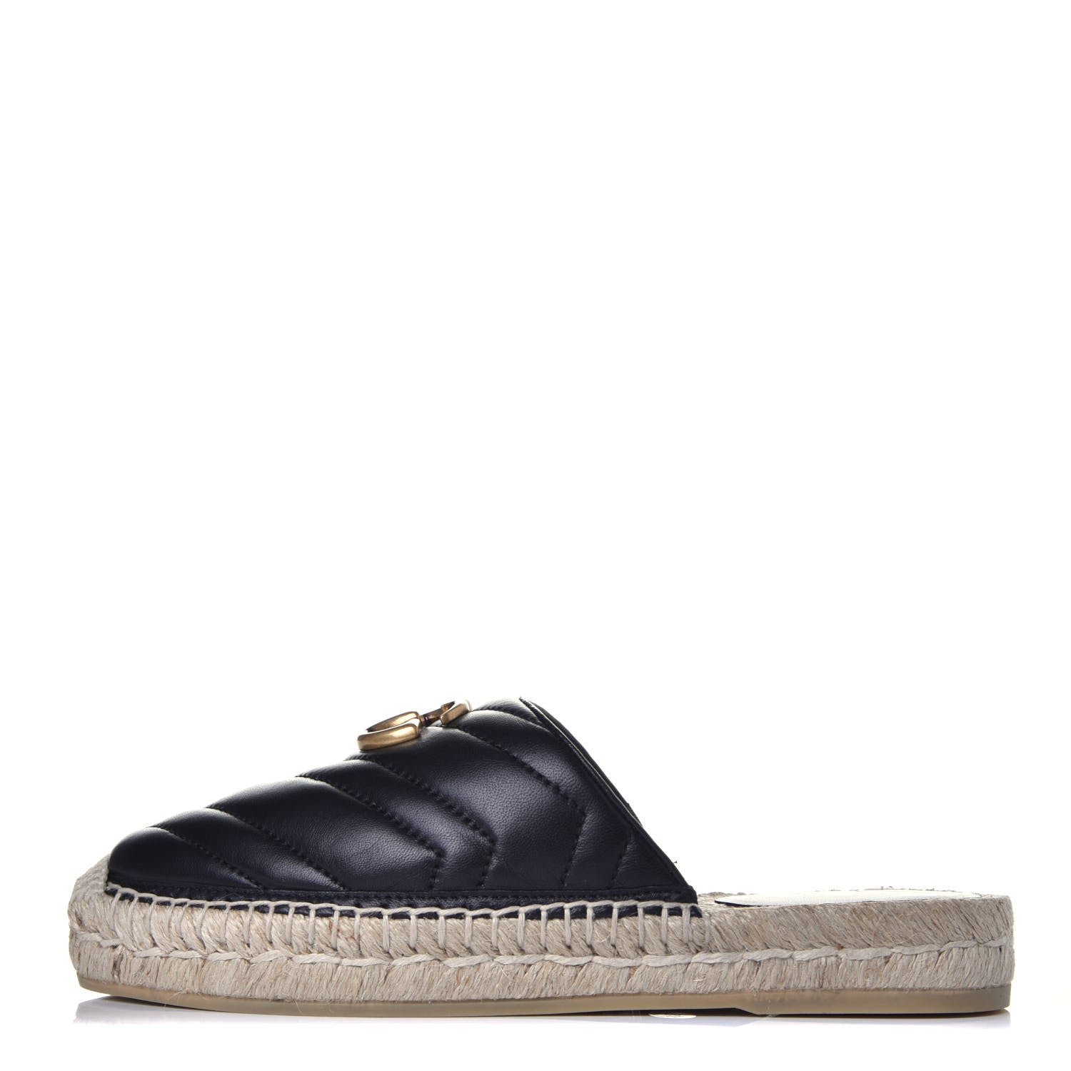 Gucci Nappa Matelasse GG Marmont Espadrille Slippers 35 Black 1 of 9