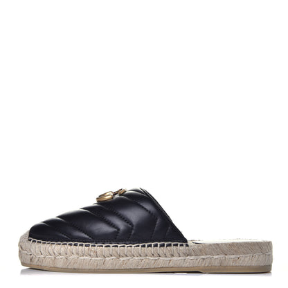 Gucci Nappa Matelasse GG Marmont Espadrille Slippers 35 Black 1 of 9