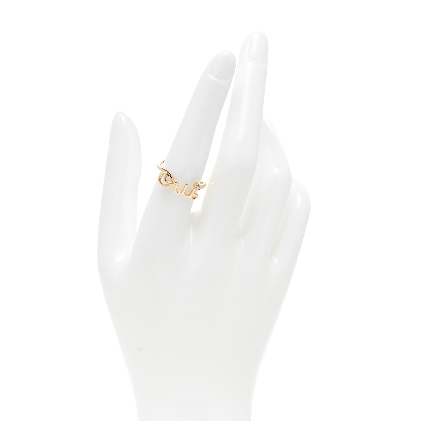 18K Yellow Gold Diamond Oui Ring 55 7.25