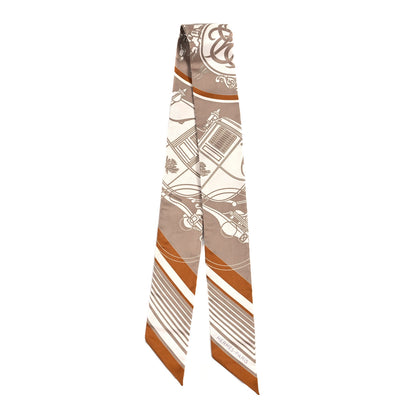 Hermes Silk Ex-Libris Twilly Beige White Caramel 2 of 4