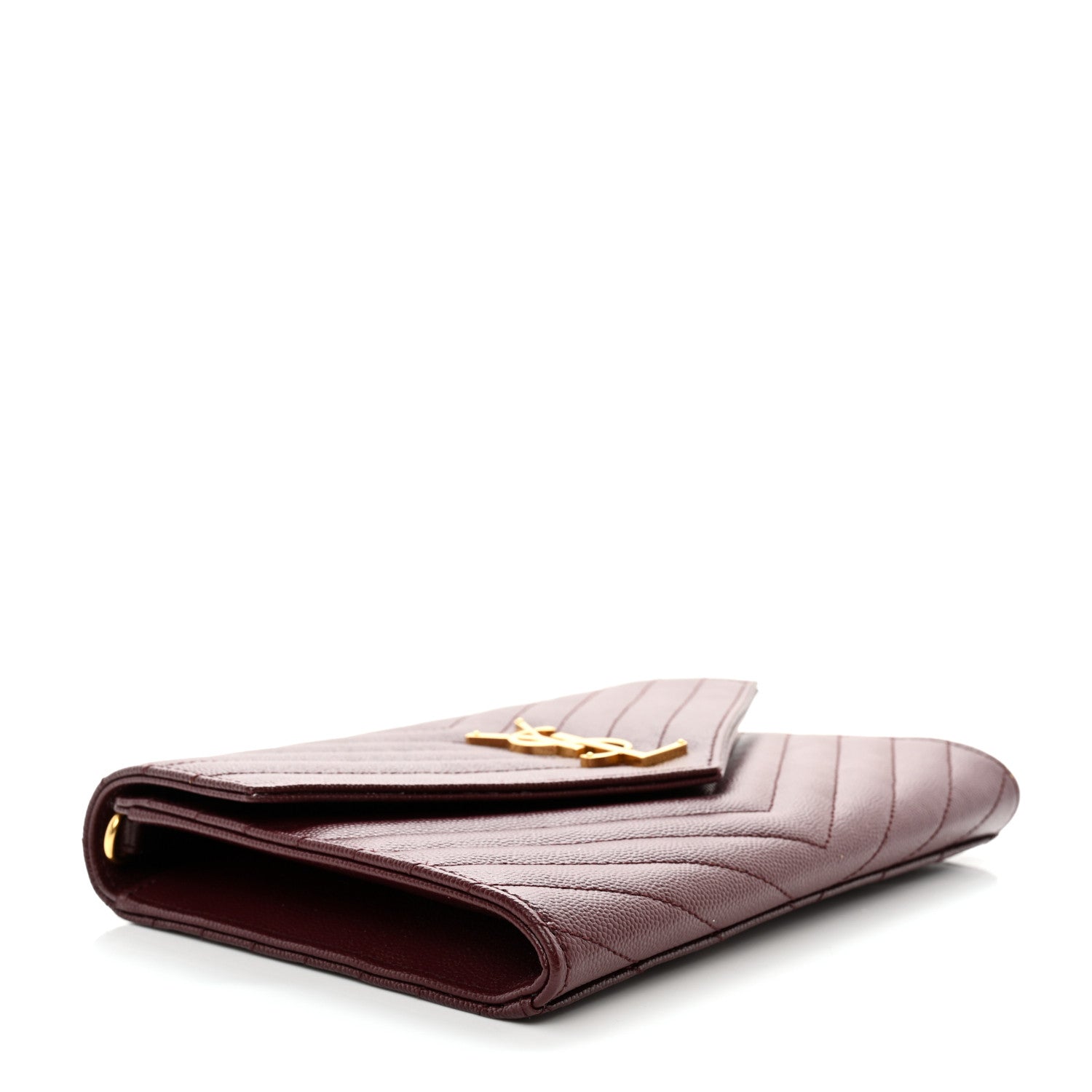 Saint Laurent Grain De Poudre Matelasse Chevron Monogram Envelope Clutch Rouge Legion 4 of 8