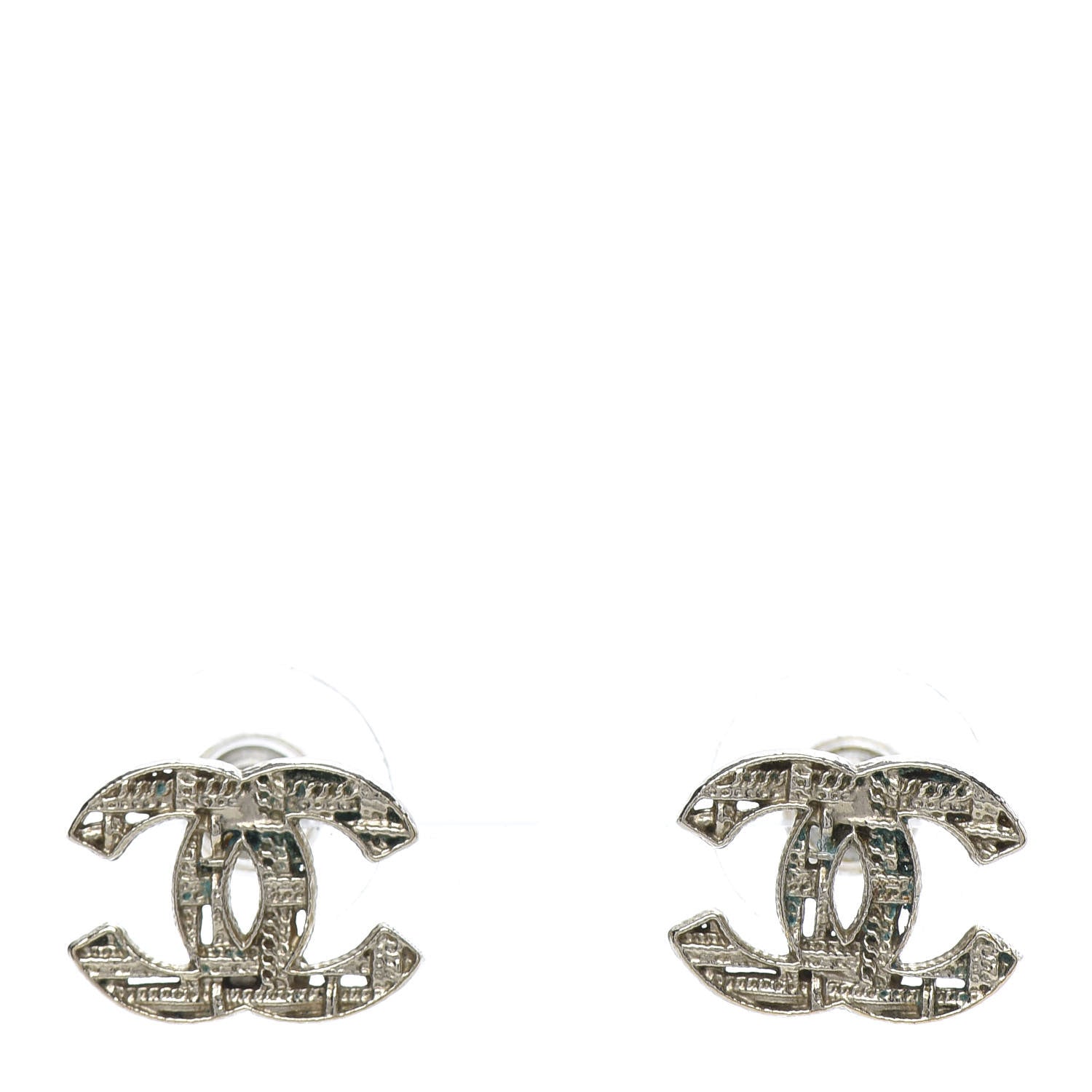 Chanel Tweed Effect CC Earrings Gold 1 of 6