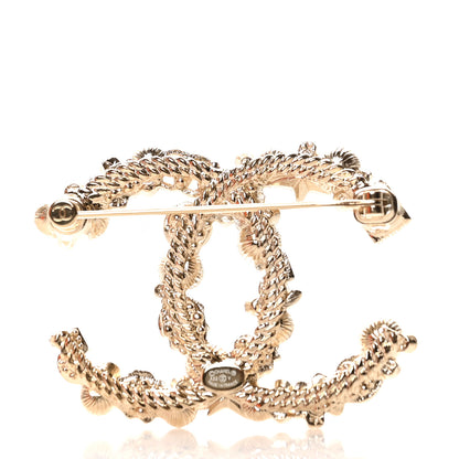 Chanel Crystal Pearl CC Charms Brooch Gold 3 of 4