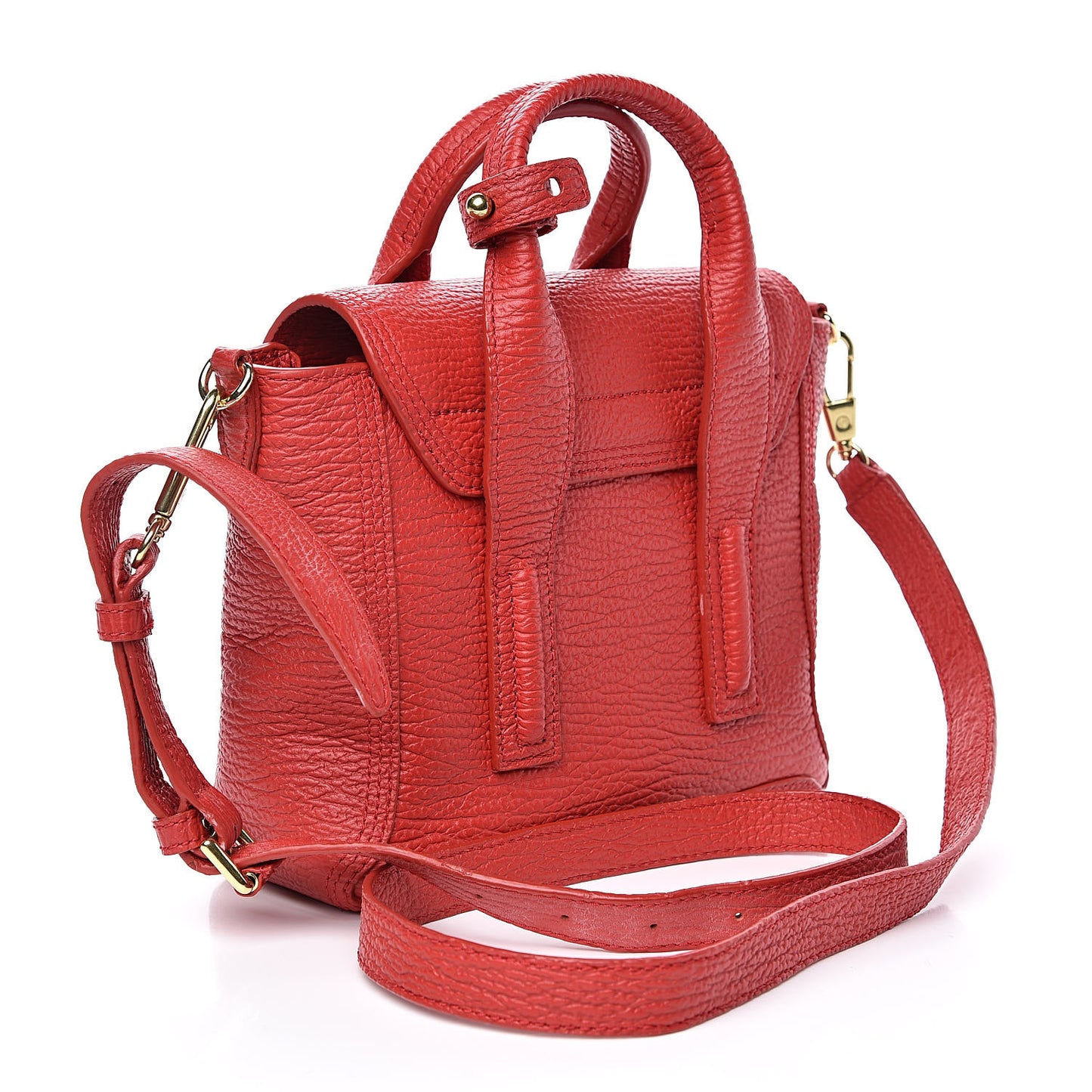 3.1 Textured Calfskin Mini Pashli Satchel Red