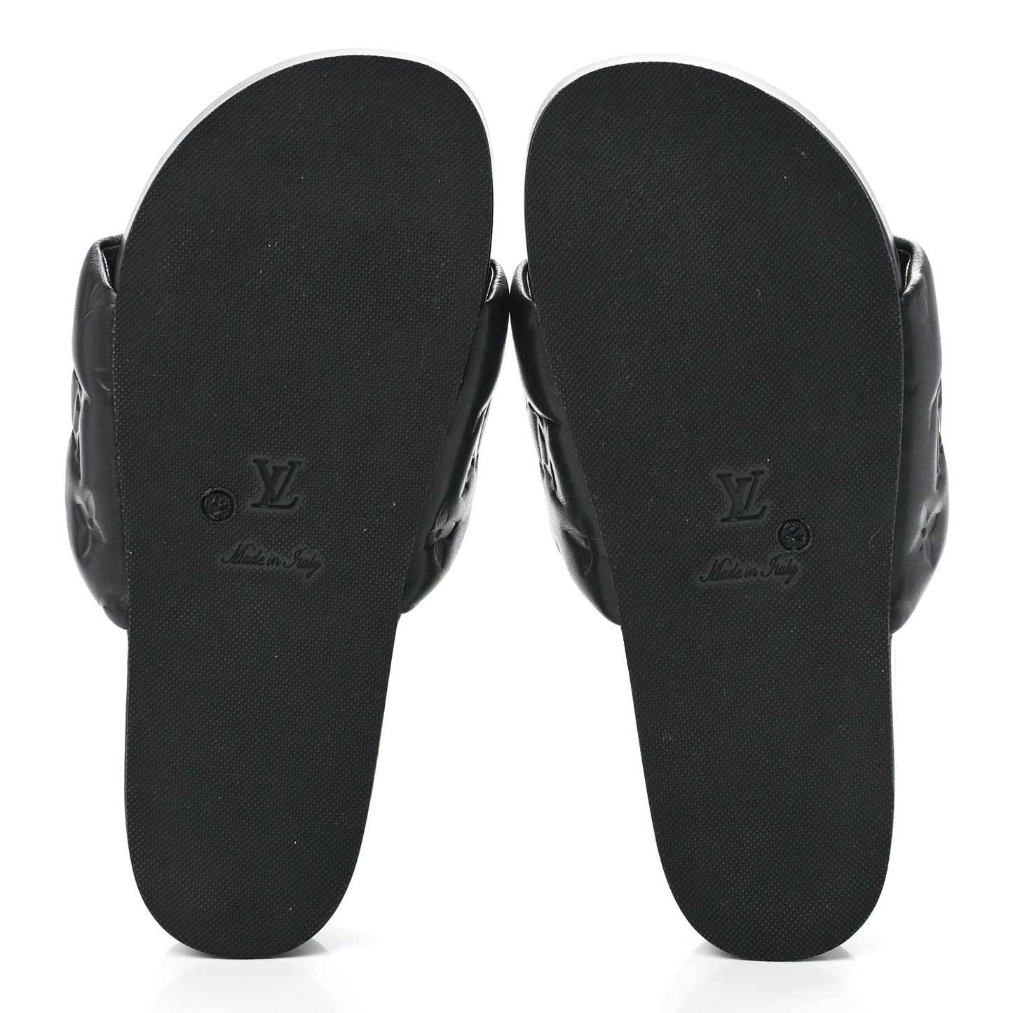 Lambskin Embossed Monogram Jumbo Flatform Mule Sandals 35 Black