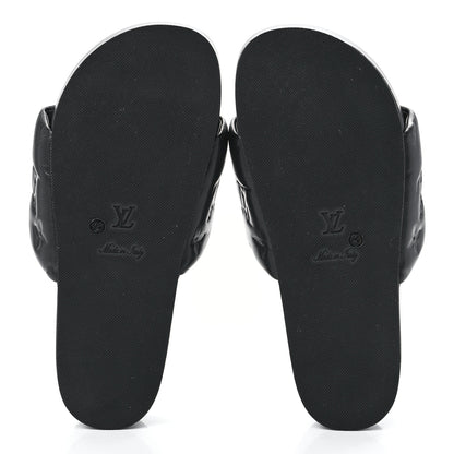 Louis Vuitton Lambskin Embossed Monogram Jumbo Flatform Mule Sandals 35 Black 5 of 9