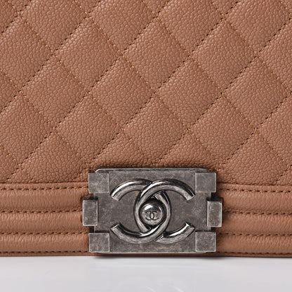 Chanel Caviar Quilted New Medium Boy Flap Dark Beige 8 of 10