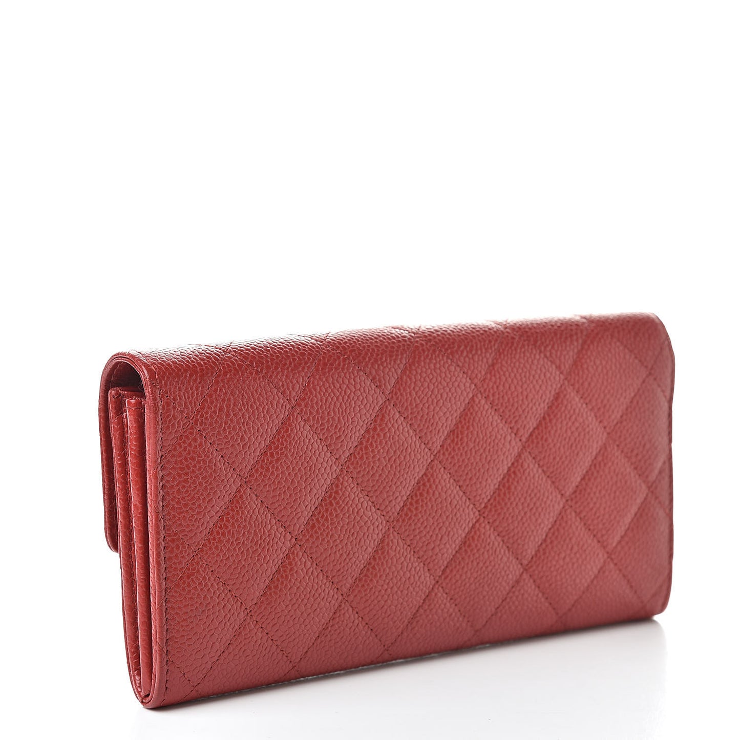Caviar Quilted Large Gusset Flap Wallet Red