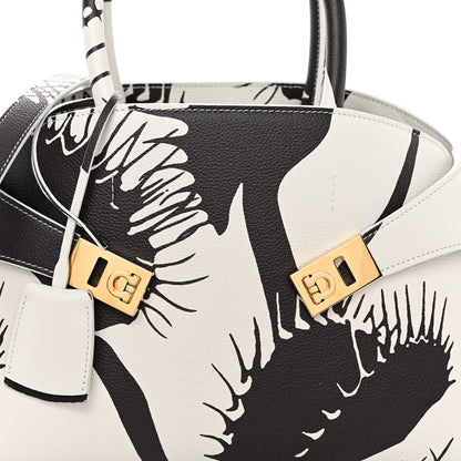 Salvatore Ferragamo Natural Grain Calfskin Venus Print Small Hug Bag Optic White Testa Di Moro 7 of 9