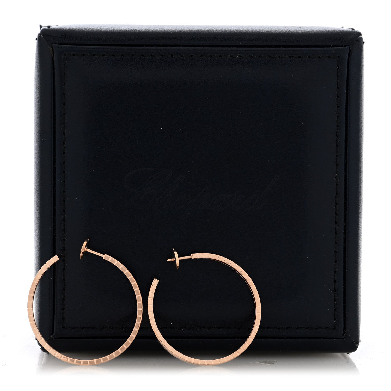 Chopard 18K Rose Gold Ice Cube Hoop Earrings 5 of 5