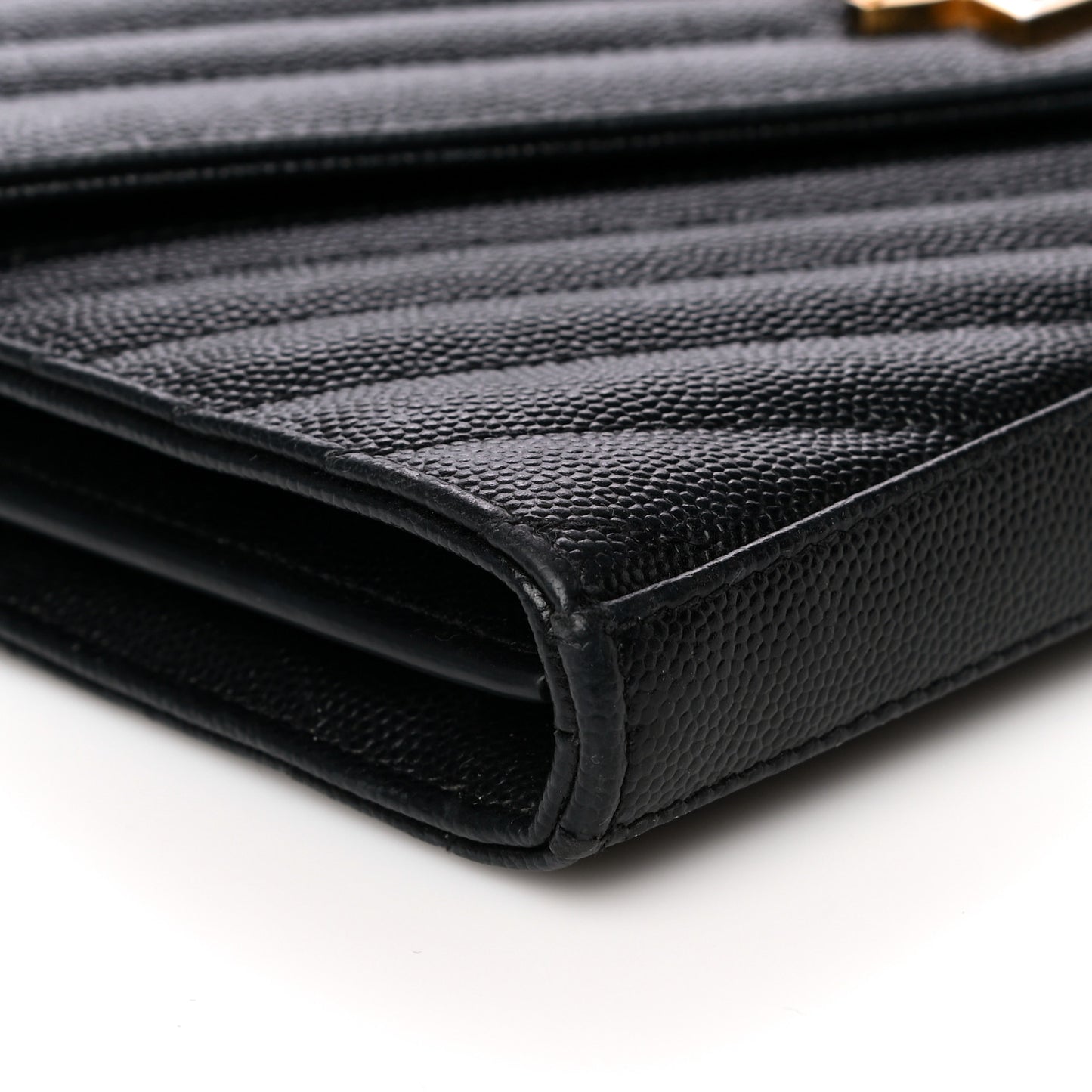 Grain De Poudre Matelasse Chevron Monogram Chain Wallet Black