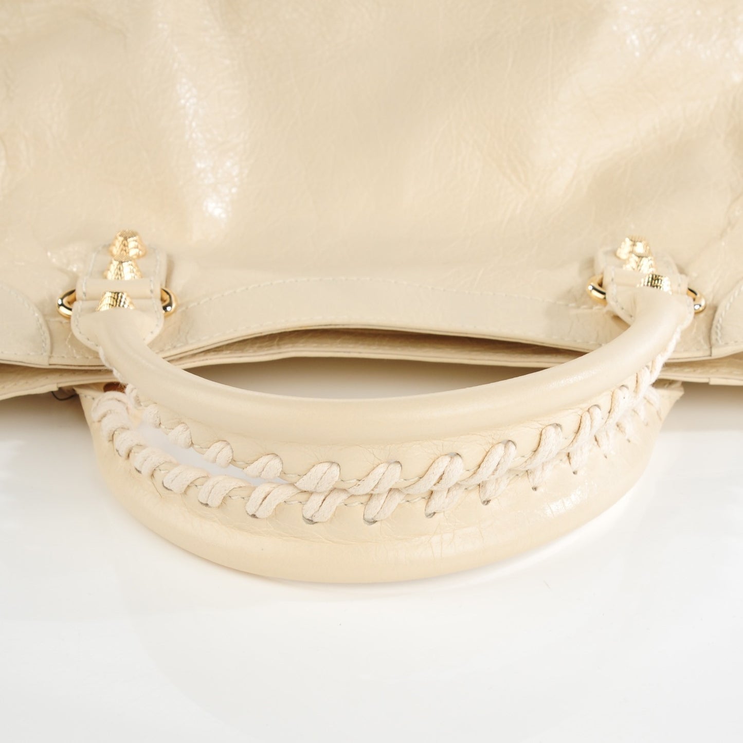 Agneau Giant 12 Gold Hardware Velo Blanc Creme Light Craie
