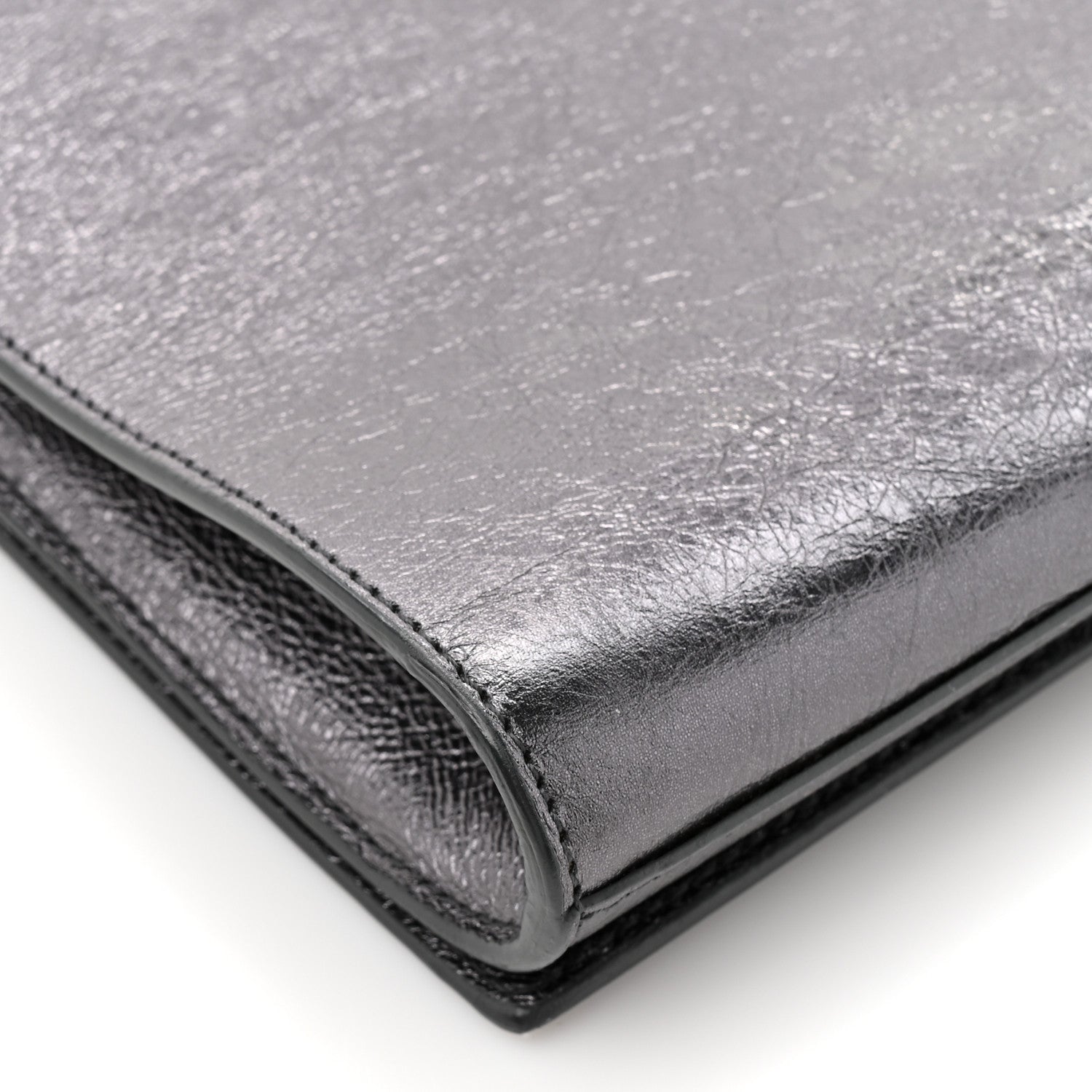 Saint Laurent Metallic Calfskin Large Belle De Jour Clutch Dark Silver 9 of 11