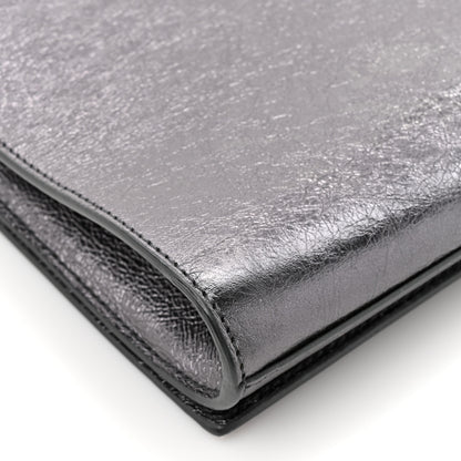 Saint Laurent Metallic Calfskin Large Belle De Jour Clutch Dark Silver 9 of 11