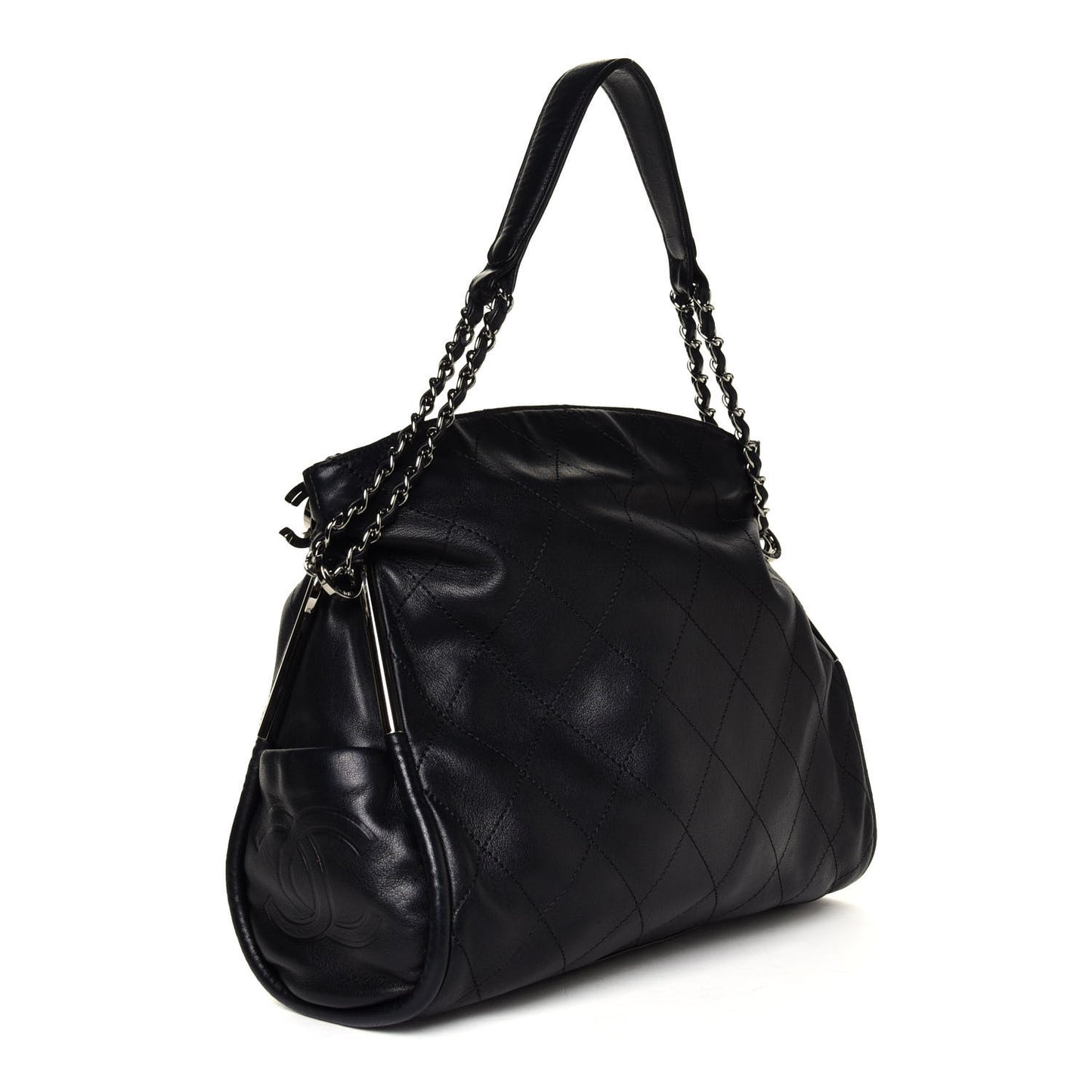 Lambskin Stitched Medium Ultimate Soft Tote Black