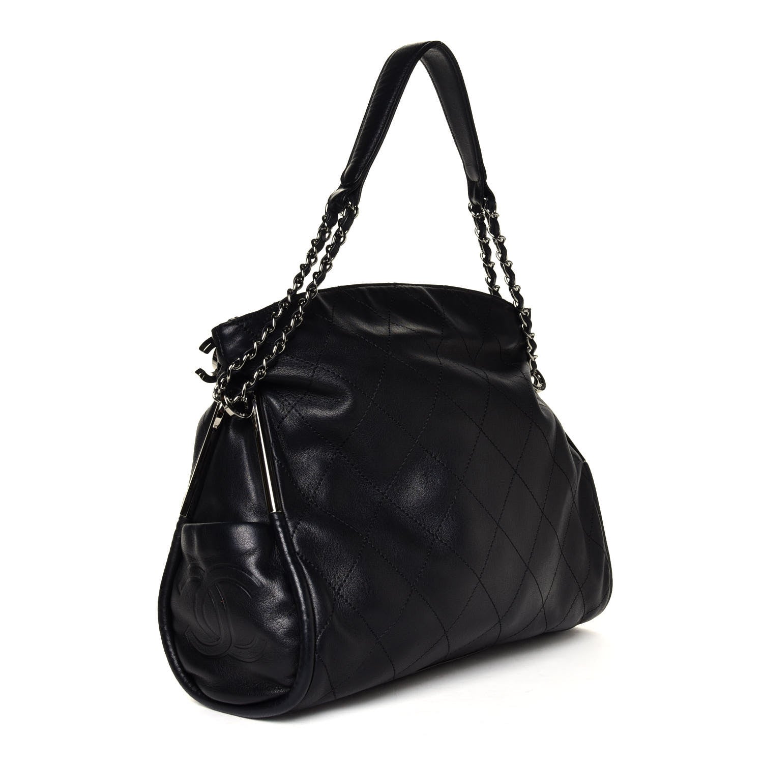 Chanel Lambskin Stitched Medium Ultimate Soft Tote Black 2 of 5