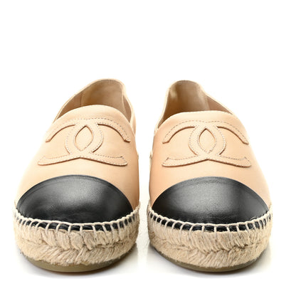 Chanel Lambskin CC Espadrilles 37 Beige Black 5 of 10