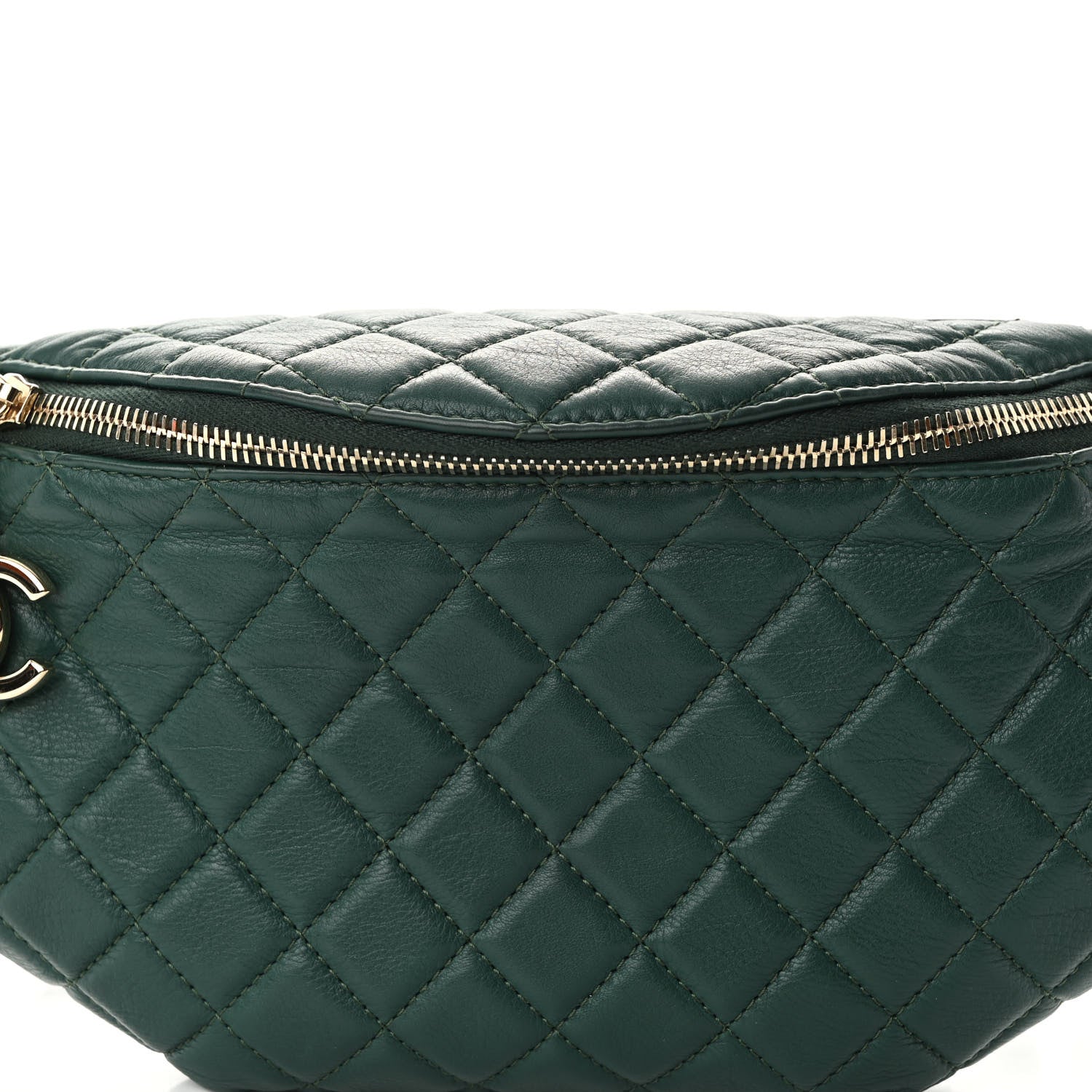 Chanel Calfskin Quilted Banane Waist Bag Fanny Pack Dark Green 8 of 10