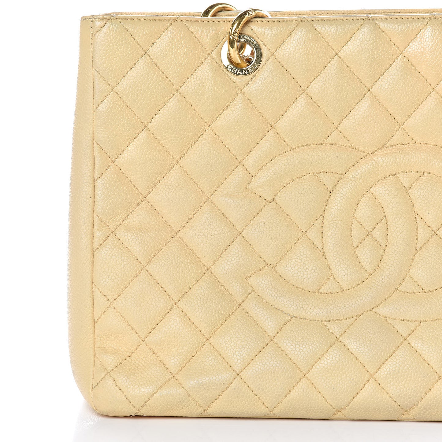 Caviar Quilted Grand Shopping Tote GST Beige