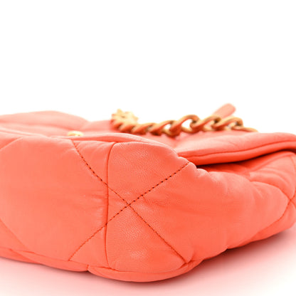 Chanel Goatskin Quilted Medium Chanel 19 Flap Orange 10 of 14