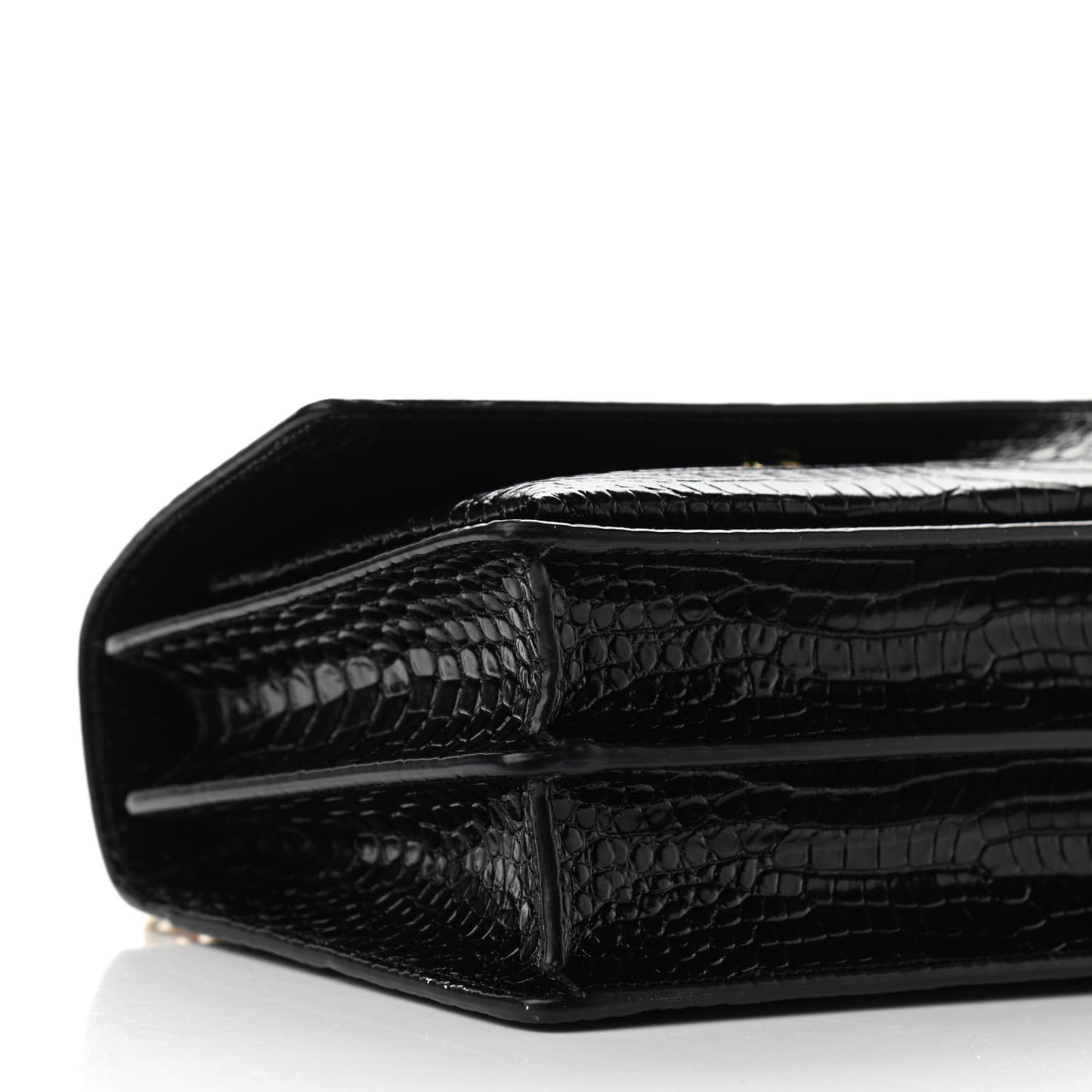 Calfskin Crocodile Embossed Medium Monogram Sunset Black