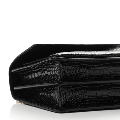 Saint Laurent Calfskin Crocodile Embossed Medium Monogram Sunset Black 8 of 9