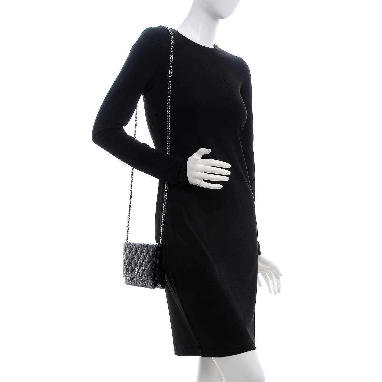 Chanel Caviar Quilted Wallet On Chain WOC Black 2 of 8