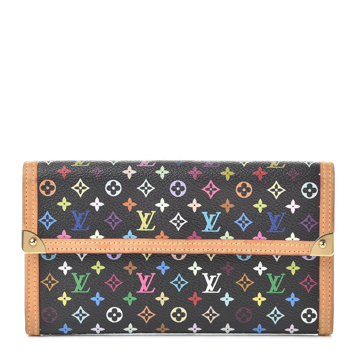 Louis Vuitton Monogram Multicolor Porte Tresor International Wallet Black 1 of 10