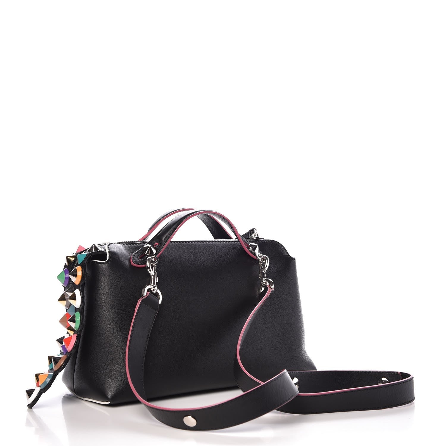 Fendi Vitello Dolce Croc Tail Studded Medium By The Way Boston Bag Black Multicolor 3 of 10