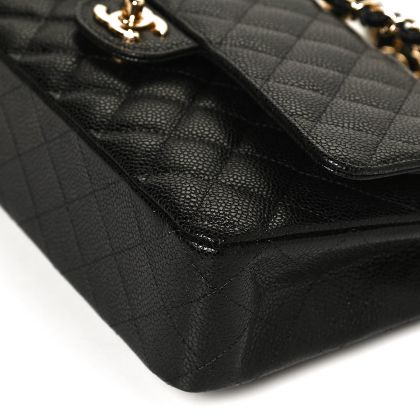 Caviar Quilted Medium Double Flap Black