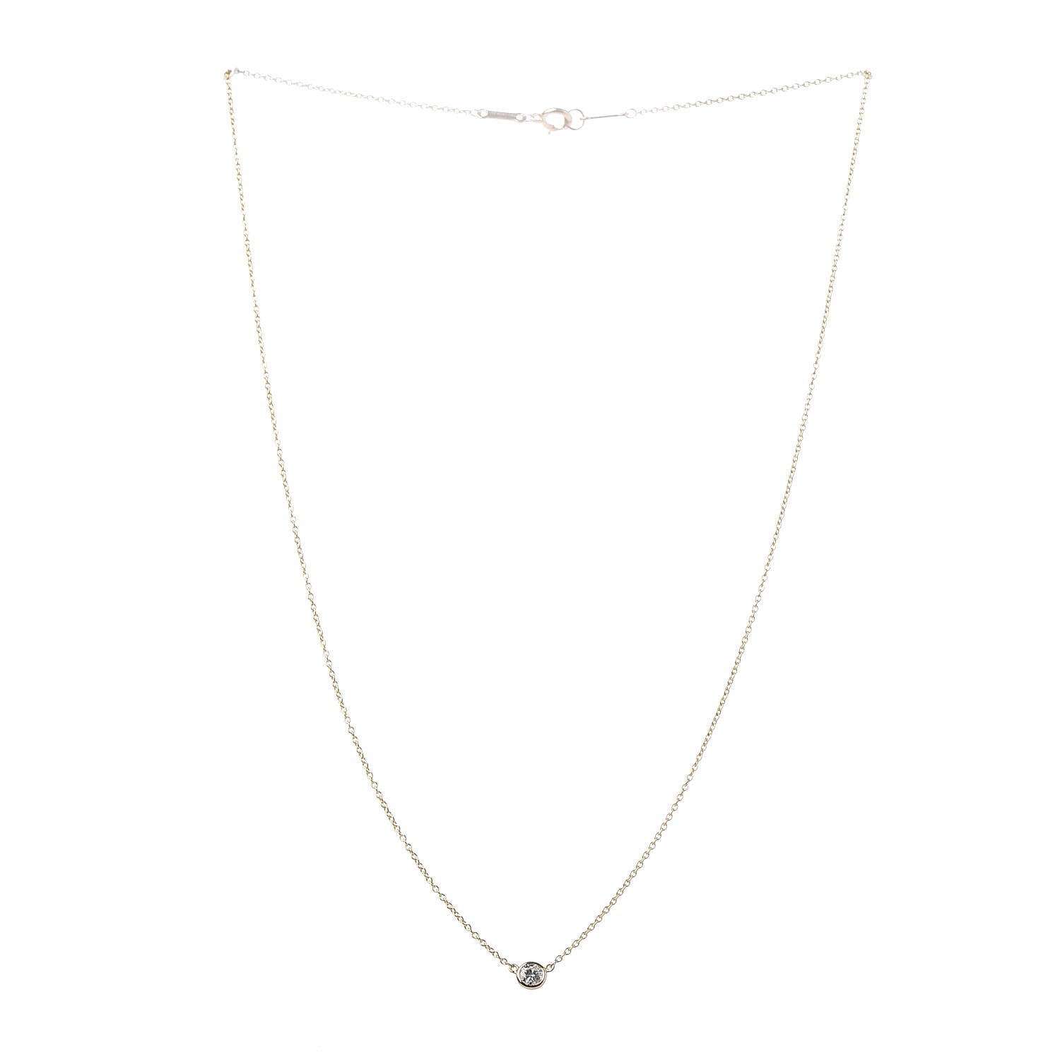 Tiffany 18K Yellow Gold Diamond .12ct Elsa Peretti Diamonds by the Yard Pendant Necklace 3 of 7