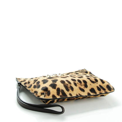 Valentino Garavani Pony Hair Leopard Print Rockstud Wristlet 4 of 6
