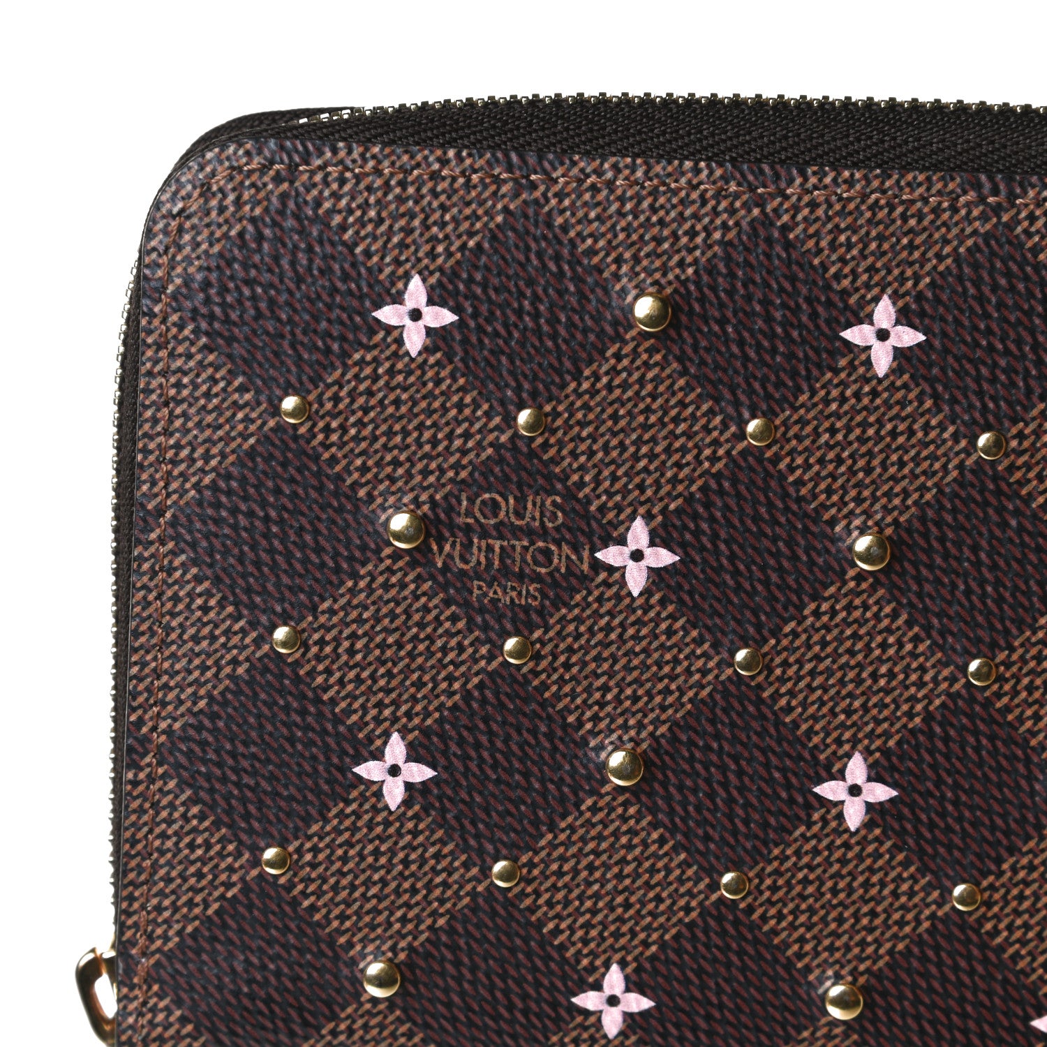 Louis Vuitton Damier Ebene Studded Zippy Wallet Rose Ballerine 6 of 8