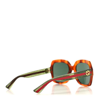 Gucci Acetate Square Frame Web Glitter Sunglasses GG0036SN Havana 4 of 7