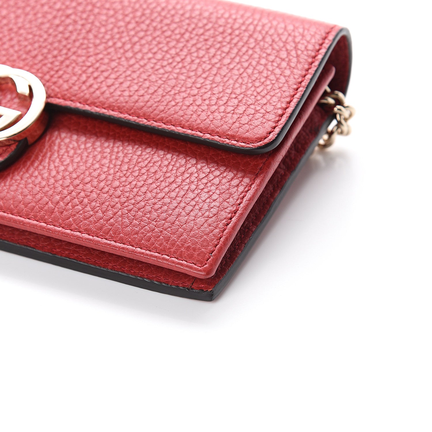 Gucci Dollar Calfskin Interlocking G Chain Wallet Red 7 of 7