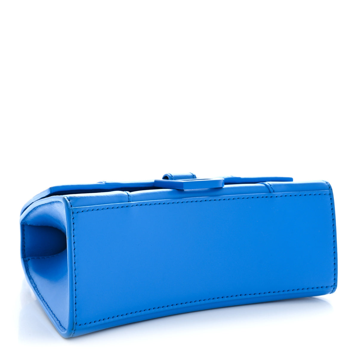 Shiny Box Calfskin Tonal B Hourglass Top Handle Bag XS Screen Blue