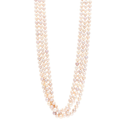 Tiffany Sterling Silver Freshwater Pearl 7-7.5mm Strand Necklace 80" 1 of 5