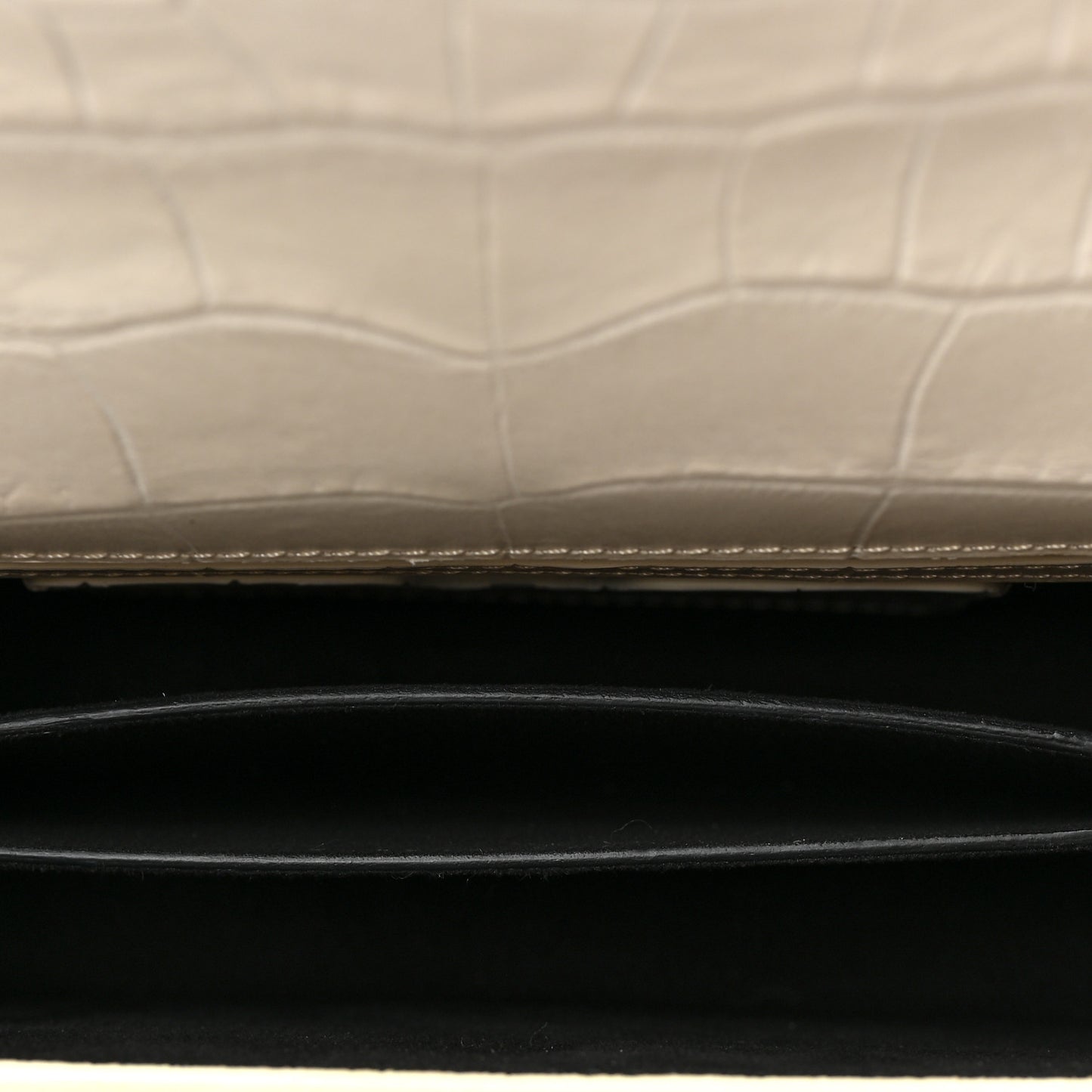 Shiny Calfskin Crocodile Embossed Knuckle Jeweled Crossbody White