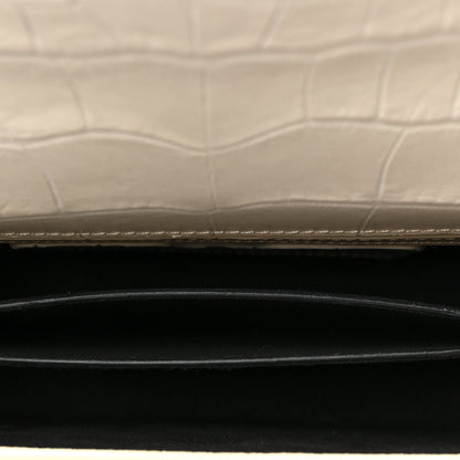 Alexander McQueen Shiny Calfskin Crocodile Embossed Knuckle Jeweled Crossbody White 5 of 12