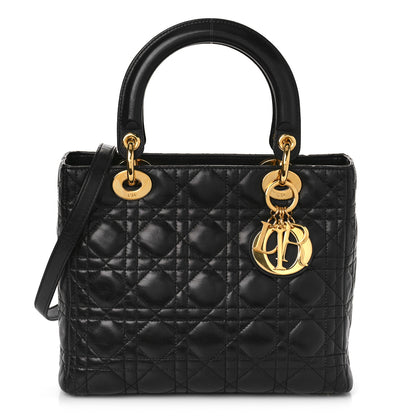 Christian Dior Lambskin Cannage Medium Lady Dior Black 1 of 8