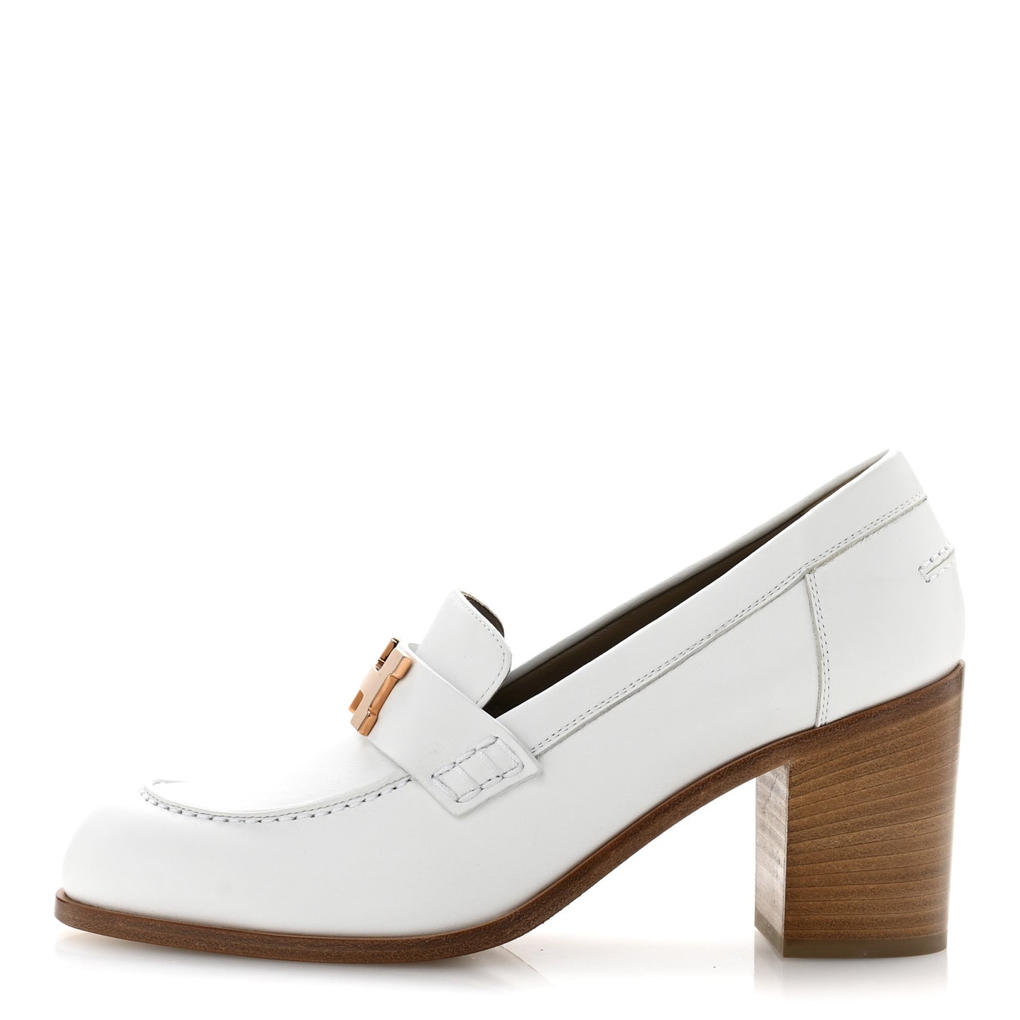 Calfskin Womens Dauphine 70 Moccasin Loafers 37.5 White