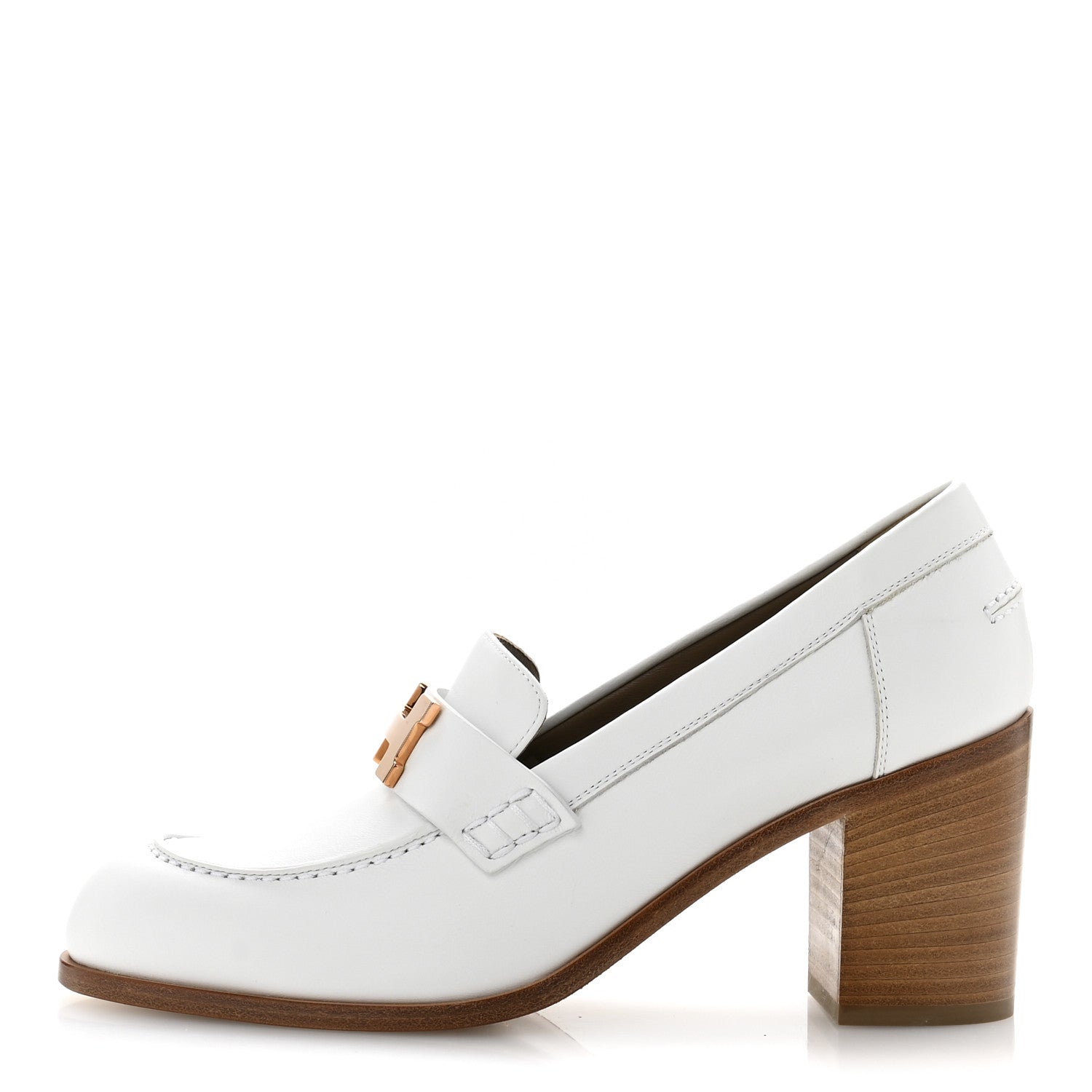 Hermes Calfskin Womens Dauphine 70 Moccasin Loafers 37.5 White 1 of 10