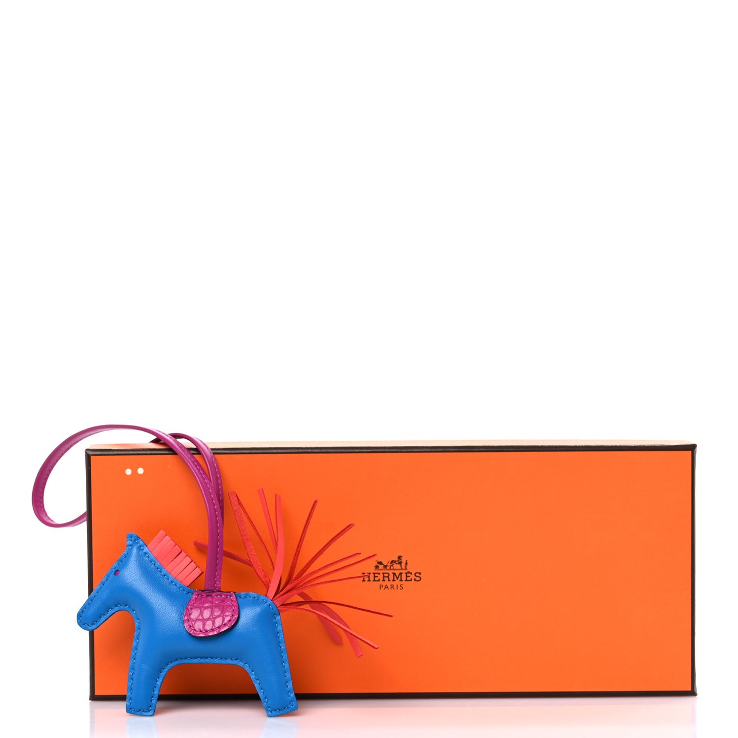 Milo Lambskin Matte Alligator Touch Grigri Rodeo Horse Bag Charm PM Bleu France Orange Poppy Framboise