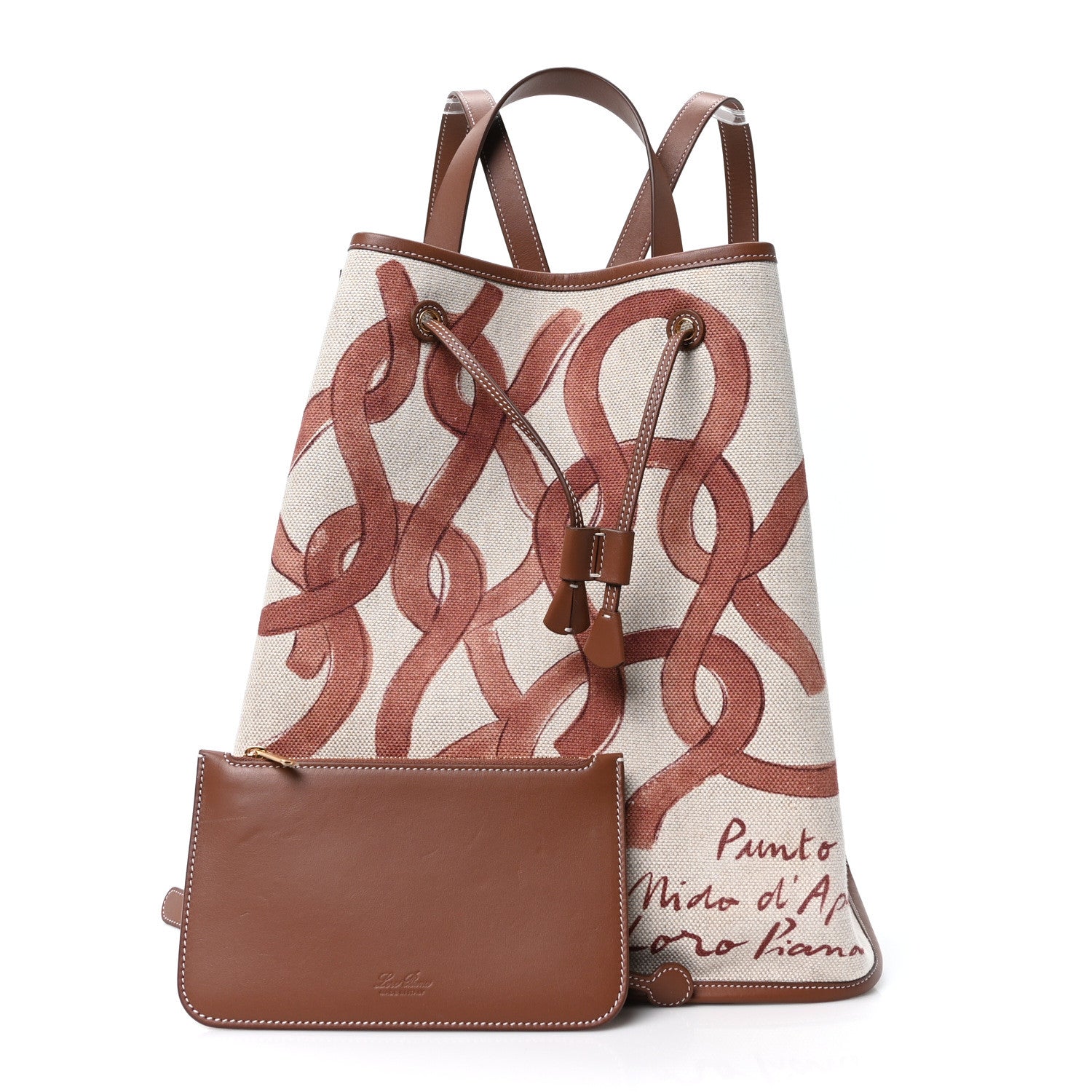 Loro Piana Cotton Canvas Laguna Backpack Natural Caramel Sugar Sun Gold 3 of 10