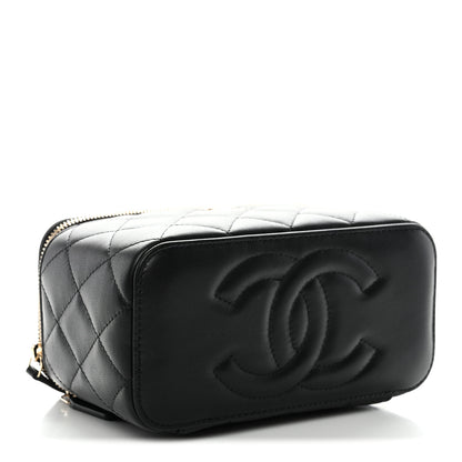 Chanel Lambskin Quilted Small Top Handle Vanity Case With Chain Black 4 of 11