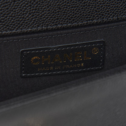 Chanel Caviar Chevron Quilted Medium Boy Flap Black 6 of 9