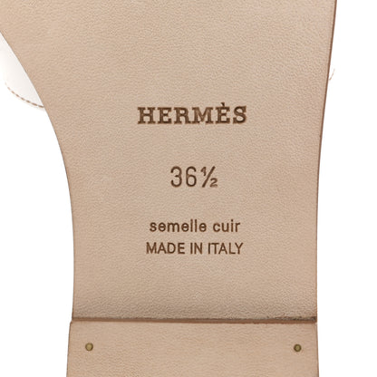 Hermes Box Calfskin Oran Sandals 36.5 White 7 of 11